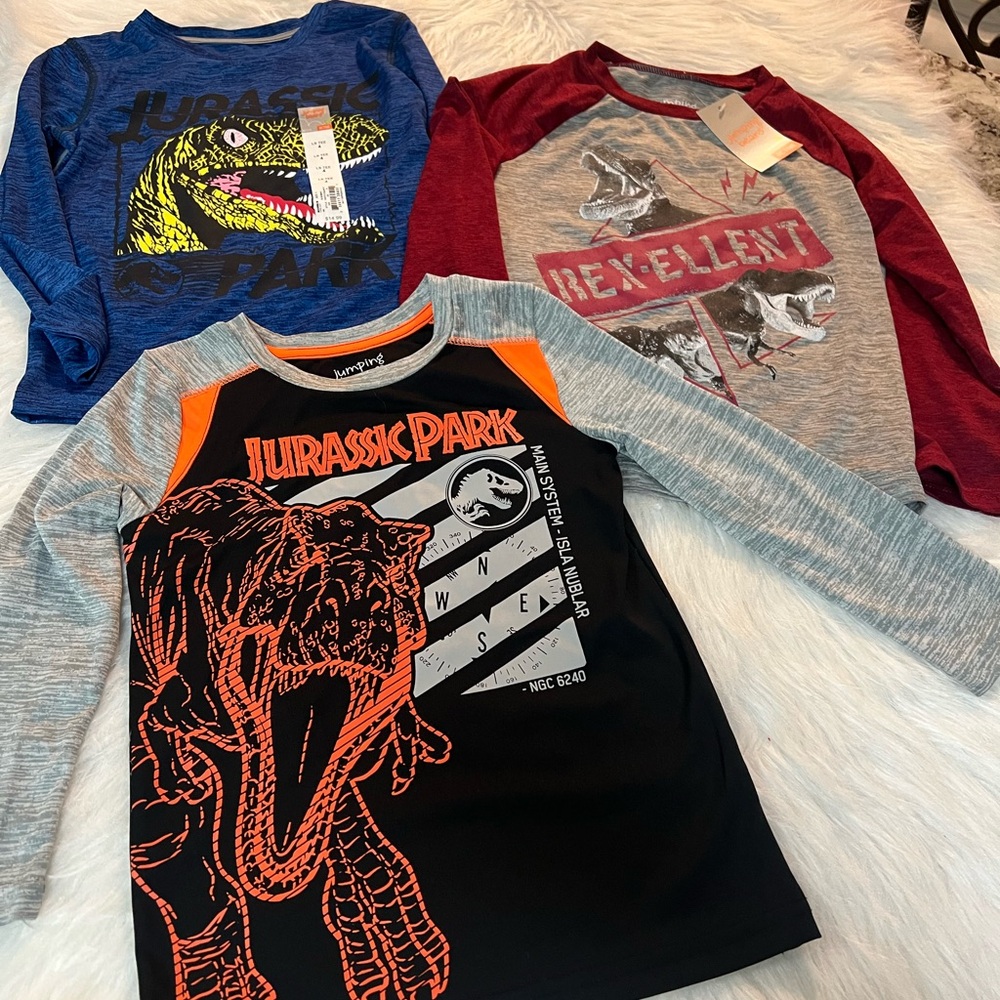 3 Jumping Beans Jurassic Park Long Sleeve Shirt - Black and Orange Dinosaur